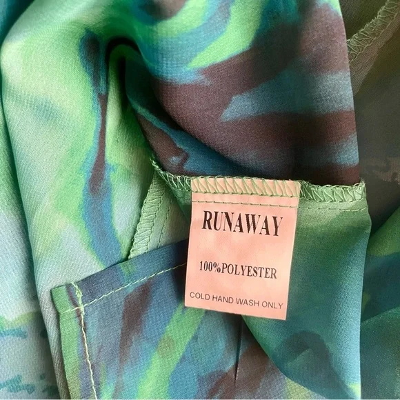 NWT Runaway The Label Calista Deep-V Button Front Long Sleeve Sheer Midi Dress - Picture 15 of 16